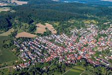 Oblique view of District Obergrombach in Bruchsal in the state Baden-Wuerttemberg, Germany