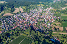 District Obergrombach in Bruchsal in the state Baden-Wuerttemberg, Germany from above