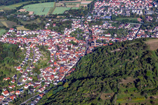 District Obergrombach in Bruchsal in the state Baden-Wuerttemberg, Germany seen from above