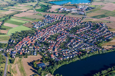Village on the lake bank areas of Buechenau See in Buechenau in the state Baden-Wurttemberg, Germany