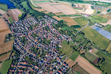 Oblique view of District Staffort in Stutensee in the state Baden-Wuerttemberg, Germany