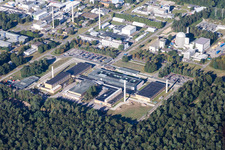 Aerial photograpy of Campus building of the university KIT - Campus Nord (former Nuclear research centre Karlsruhe) in the district Leopoldshafen in Eggenstein-Leopoldshafen in the state Baden-Wurttemberg, Germany