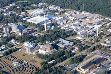 Oblique view of Campus building of the university KIT - Campus Nord (former Nuclear research centre Karlsruhe) in the district Leopoldshafen in Eggenstein-Leopoldshafen in the state Baden-Wurttemberg, Germany