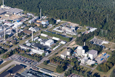 Aerial view of KIT North in the district Leopoldshafen in Eggenstein-Leopoldshafen in the state Baden-Wuerttemberg, Germany