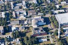 Campus building of the university KIT - Campus Nord (former Nuclear research centre Karlsruhe) in the district Leopoldshafen in Eggenstein-Leopoldshafen in the state Baden-Wurttemberg, Germany seen from above