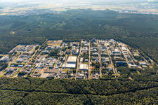 District Leopoldshafen in Eggenstein-Leopoldshafen in the state Baden-Wuerttemberg, Germany from the drone perspective