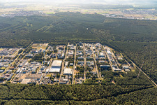 District Leopoldshafen in Eggenstein-Leopoldshafen in the state Baden-Wuerttemberg, Germany from a drone