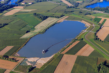 Quarry lake on the polder and Rhine Graben in Jockgrim in the state Rhineland-Palatinate, Germany