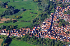 Bahnhofstraße and Hinterstädel from the north in Jockgrim in the state Rhineland-Palatinate, Germany