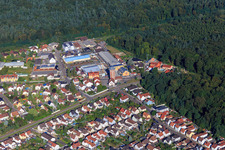 Emil-Gruber-Straße, lower Buchstraße and In den Grüben from the east in Jockgrim in the state Rhineland-Palatinate, Germany