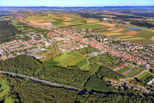 Aerial view of City overview from the east in Kandel in the state Rhineland-Palatinate, Germany