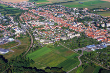 Aerial photograpy of City overview from the east in Kandel in the state Rhineland-Palatinate, Germany