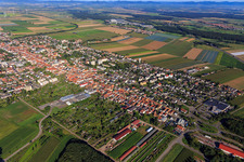 City overview from the east in Kandel in the state Rhineland-Palatinate, Germany from above