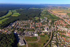 City overview from the east in Kandel in the state Rhineland-Palatinate, Germany seen from above