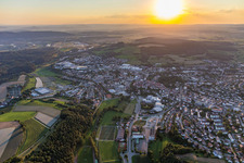 Sunset over the countryside of Hegau in Stockach in the state Baden-Wurttemberg, Germany