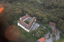 Aerial photograpy of Castle Hohenfels in the district Kalkofen in Hohenfels in the state Baden-Wuerttemberg, Germany