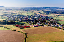 Village - view on the edge of agricultural fields and farmland in Wald in the state Baden-Wurttemberg, Germany