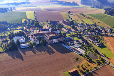Monastery and monastery church Sießen with vegetable garden, café in the monastery courtyard and parish church of St. Markus in the district Sießen in Bad Saulgau in the state Baden-Wuerttemberg, Germany