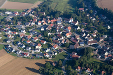 Aerial view of Town View of the streets and houses of the residential areas in the district Erisdorf in Ertingen in the state Baden-Wurttemberg
