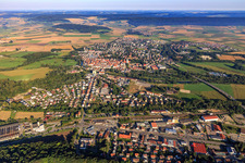 Aerial view of Old town across the Danube from the west in Riedlingen in the state Baden-Wuerttemberg, Germany