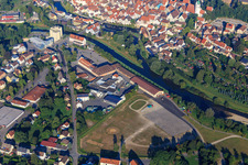 City Hall, New Market Hall, traffic training area and festival grounds on the banks of the Danube in Riedlingen in the state Baden-Wuerttemberg, Germany