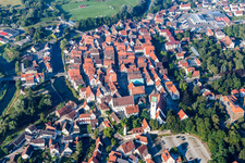 Aerial view of Old Town area and city center in Riedlingen in the state Baden-Wurttemberg, Germany