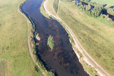 Oblique view of Course of the Danube in the district Hundersingen in Herbertingen in the state Baden-Wuerttemberg, Germany