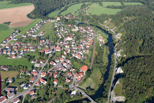 Village on the river bank areas of the river Danube in the district Gutenstein in Sigmaringen in the state Baden-Wurttemberg, Germany