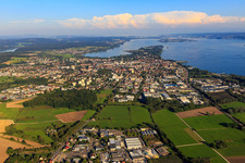 City view on Lake Constance from the west in Radolfzell am Bodensee in the state Baden-Wuerttemberg, Germany