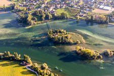 Island Werd on the banks of the river course of the Rhine river in Stein am Rhein in the canton Schaffhausen, Switzerland