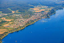 City view on the shore of Lake Gnadensee from the west in Allensbach in the state Baden-Wuerttemberg, Germany