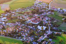 Aerial view of Village overview from the south in Wald in the state Baden-Wuerttemberg, Germany