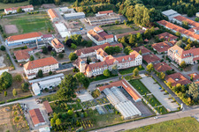 Aerial view of Buildings of the Childrens and Youth Home Jugendwerk St. Josef in the district Queichheim in Landau in der Pfalz in the state Rhineland-Palatinate, Germany