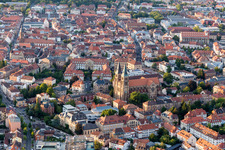Aerial view of Church building in von  Old Town- center of downtown in Landau in der Pfalz in the state Rhineland-Palatinate, Germany
