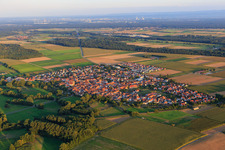 Aerial view of Village view from the northwest in Steinweiler in the state Rhineland-Palatinate, Germany