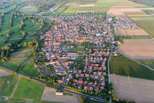 Aerial photograpy of Village view in Steinweiler in the state Rhineland-Palatinate, Germany
