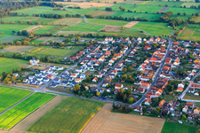 Aerial view of Gartenstraße and Holzgasse in Minfeld in the state Rhineland-Palatinate, Germany