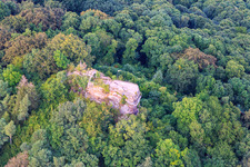 Bird's eye view of Neukastel Castle Ruins in Leinsweiler in the state Rhineland-Palatinate, Germany