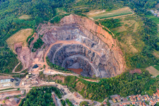 Oblique view of Quarry Albersweiler of the Basalt-Actien-Gesellschaft in Albersweiler in the state Rhineland-Palatinate, Germany