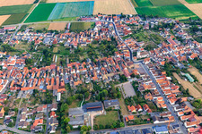 Village overview from the north in Ottersheim bei Landau in the state Rhineland-Palatinate, Germany