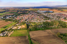 View of the town from the southwest in Groß-Rohrheim in the state Hesse, Germany