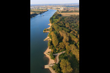 Sandy bays on the Rhine bank and NATO ramp Gernsheim in Gernsheim in the state Hesse, Germany