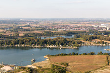 Aerial view of Eicher See weekend house area in Hamm am Rhein in Eich in the state Rhineland-Palatinate, Germany