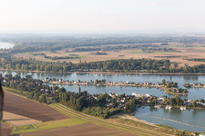 Eicher See weekend house area in Hamm am Rhein in Eich in the state Rhineland-Palatinate, Germany out of the air