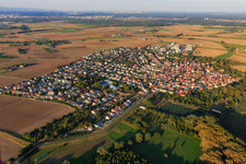 Aerial view of View of the town from the southwest in the district Astheim in Trebur in the state Hesse, Germany