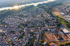 Aerial view of New development area Am Alten Sportpl. under development in Ginsheim-Gustavsburg in the state Hesse, Germany
