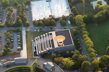 Aerial view of ZDF in the district Lerchenberg in Mainz in the state Rhineland-Palatinate, Germany