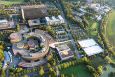 Complex of buildings on the broadcasting center Zweites Deutsches Fernsehen in the district Lerchenberg in Mainz in the state Rhineland-Palatinate, Germany