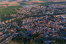 Overview of the town from the northwest in Nieder-Olm in the state Rhineland-Palatinate, Germany