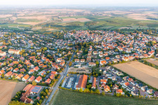 Village - view on the edge of agricultural fields and farmland in Zornheim in the state Rhineland-Palatinate, Germany